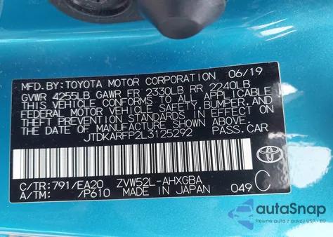 2020 Toyota Prius Prime Limited from USA, damaged, VIN JTDKARFP2L3125292